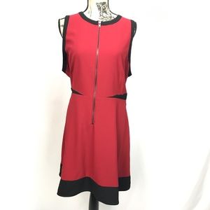 BB Dakota Red Black Zipper Front Dress Size 16